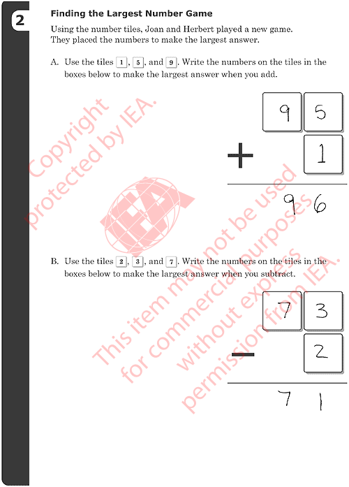 Number Tiles Item 2 Sample Answer