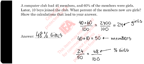 Percent of Girls in Club Sample Answer