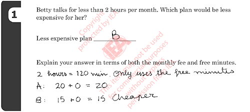 Phone Plans Question 1 Sample Answer